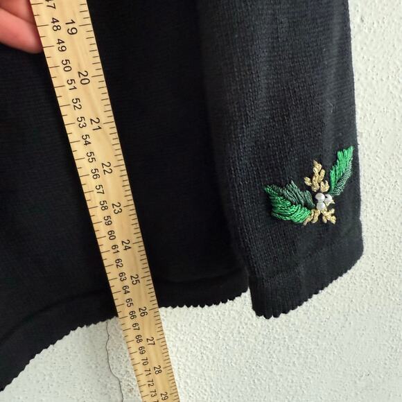 Vtg 90s Christmas Sweater Poinsettias Retro Holiday Embroidered Ugly XMAS XL - Picture 10 of 10